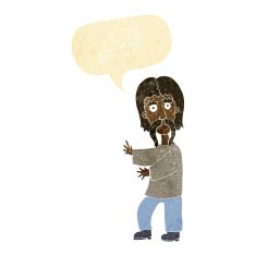 cartoon mustache man with speech bubble