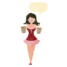 cartoon beer festival girl with speech bubble N2