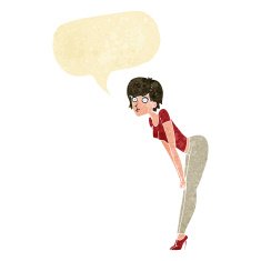 cartoon woman looking at something with speech bubble N2