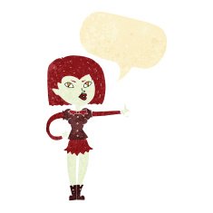 cartoon vampire girl giving thumbs up with speech bubble N2