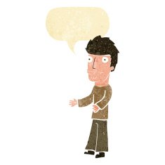 cartoon confused man with speech bubble N4