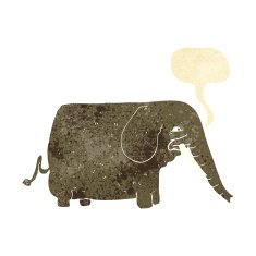cartoon mammoth with speech bubble