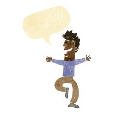 cartoon laughing man with speech bubble N2
