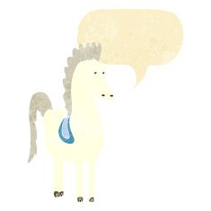 cartoon horse with speech bubble N3