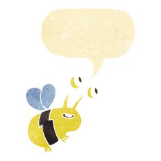 cartoon happy bee with speech bubble N3