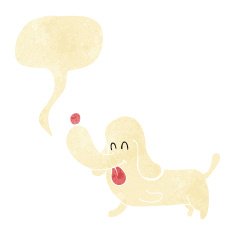 cartoon happy dog with speech bubble N10
