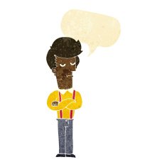 cartoon bored man with speech bubble N4