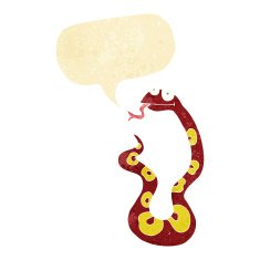 cartoon snake with speech bubble N4
