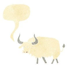 cartoon annoyed hairy ox with speech bubble