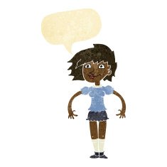 cartoon happy woman with speech bubble N15