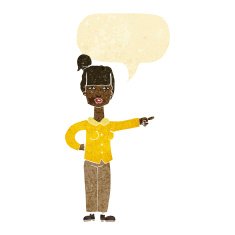 cartoon woman pointing with speech bubble N12