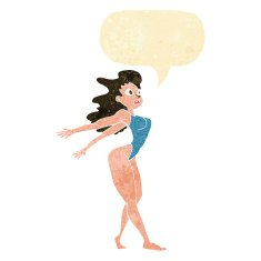 cartoon sexy woman in swimsuit with speech bubble N2