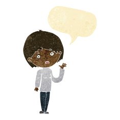 cartoon worried woman with speech bubble N5