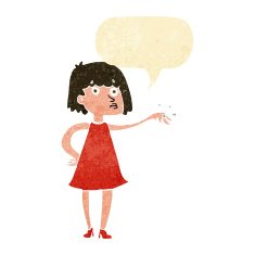 cartoon woman showing off engagement ring with speech bubble N2