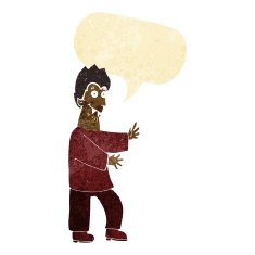 cartoon vampire waving hands with speech bubble N2