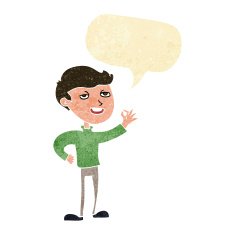 cartoon man making excellent gesture with speech bubble N2