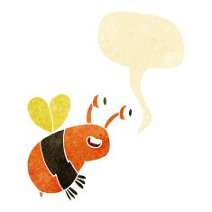 cartoon happy bee with speech bubble N4