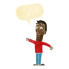 cartoon annoyed man with speech bubble N4