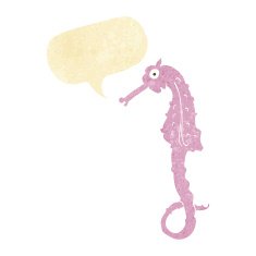cartoon sea horse with speech bubble N2