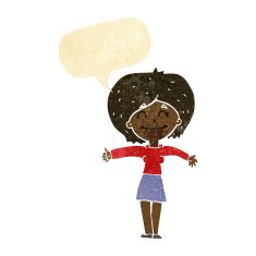 cartoon woman giving thumbs up sign with speech bubble N2