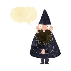 cartoon wizard with speech bubble N3