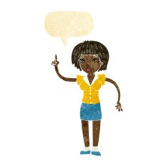 cartoon woman with idea speech bubble N9