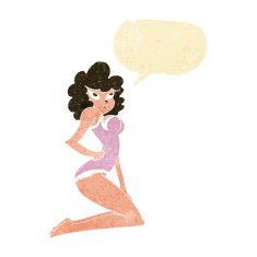 cartoon pin-up woman with speech bubble N2