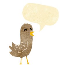 cartoon happy bird with speech bubble N2
