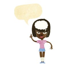 cartoon woman with idea speech bubble N10