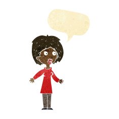 cartoon surprised woman with speech bubble N14