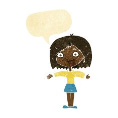 cartoon happy girl with speech bubble N3
