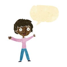 cartoon woman waving arms with speech bubble N2