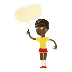 cartoon woman with idea speech bubble N11