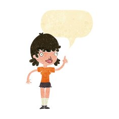 cartoon woman with idea speech bubble N12