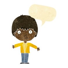 cartoon amazed boy with speech bubble N2