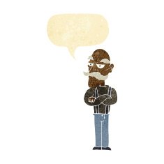 cartoon bored old man with speech bubble N2