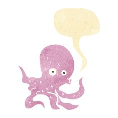 cartoon octopus with speech bubble N4