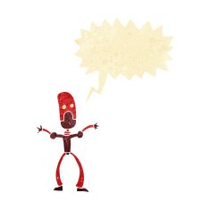 cartoon funny robot with speech bubble N11