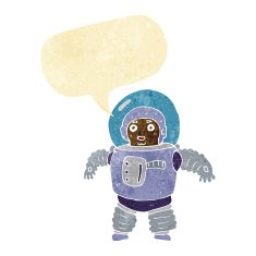 cartoon space man with speech bubble N2