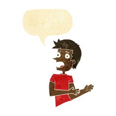 cartoon stressed man with speech bubble N7
