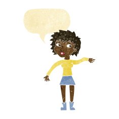 cartoon friendly woman waving with speech bubble N3