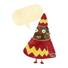 cartoon elf with speech bubble