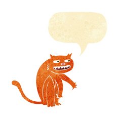 cartoon happy cat with speech bubble