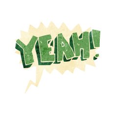 cartoon yeah! shout with speech bubble