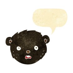 cartoon black bear face with speech bubble N2