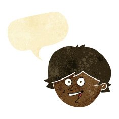 cartoon happy boy face with speech bubble N5