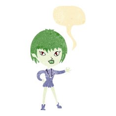 cartoon vampire girl with speech bubble N17