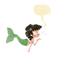 cartoon mermaid blowing kiss with speech bubble N2