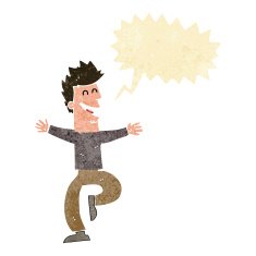 cartoon laughing man with speech bubble N3
