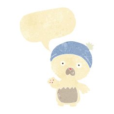 cartoon cute teddy bear in hat with speech bubble N2
